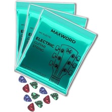 Leaf Shop Gt-Electric-3x Kaliteli Elektro Gitar Teli 3 Takım Set (10 Pena Hediye)