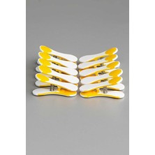 Leaf Shop Home Yeni Nesil Silikon Çamaşır Mandalı, Iz Bırakmayan Süper Güçlü Paslanmaz Kırılmaz Mandal Seti 10'lu, Sarı