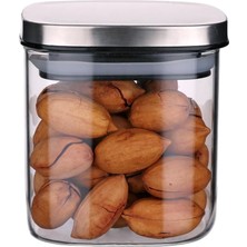 Leaf Shop 450ML Sızdırmaz Vakumlu Metal Kapaklı Borosilikat Cam Kavanoz – Hava Geçirmez & Dayanıklı Gıda Saklama Kabı (10CM x 10CM)