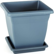 Leaf Shop VK04 Villa Kare Saksı No:4 Tabaklı 40 Cm, 32 Litre Antrasit
