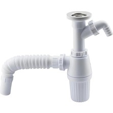 Leaf Shop Çift Giderli Pis Su Sökülebilir Tas'lı Sifon Körüklü Temizlenebilir Mutfak Banyo Lavabo Borusu Gideri