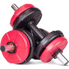 Leaf Shop 16 kg Dambıl Seti Kırmızı-Siyah 6 In 1 Fitness Set