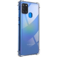 Misda Store Iletişim Samsung Galaxy A21S Şeffaf Airbag Antishock Köşe Korumalı Silikon Kılıf