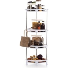 Leaf Shop 4 Katlı Köşe Raf, Beyaz