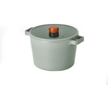 Leaf Shop Neoflam Fika Cam Kapaklı Alüminyum Döküm Tencere 24CM Gri D-NEOG224