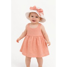 Chicsy Baby Tatlı Kız Bebek Yazlık Fiyonklu Şapkalı Pamuklu 2\'li Elbise
