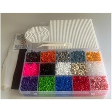 Misda Store Ütü ile Yapışan Boncuk Seti 5000'LI Midi Boy Boncuk + Dizme Kalıbı + Cımbız + Magnet