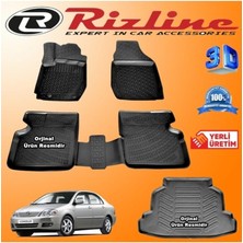 Misda Store Corolla 3D Paspas + 3D Bagaj Havuzu Sedan 2002-2007 Arası Siyah Set