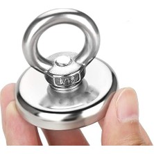 Misda Store Çok Güçlü Deniz Mıknatısı - Fishing Magnet - Neodyum Daimi Çelik Mıknatıs - Halkalı Pot Mıknatıs - Nikel Kaplı - Paslanmaz - Kararma Yapmaz - Tuzlu Suya Dayanıklı (Ø48 mm (60KG))