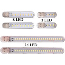 Misda Store Mini USB LED Lamba 3-8-24 LED 5730 Smd Kamp Stick LED (Beyaz, 24 Led)