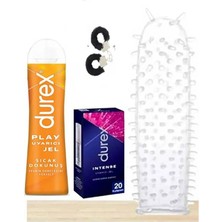 Durex Tırtıklı Yıka Tekrar Kullan Prezervatif Kılıf-Sıcak Dokunuş Uyarıcılı Jel+Intense Uyarıcı Jel