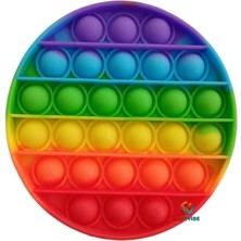 Misda Store Pop It Push Bubble Fidget Popit Gökkuşağı Renkli Duyusal Stres Oyuncağı(Yuvarlak) M579SS
