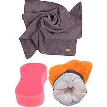 Misda Store Yıkama Araba Kurulama Araç Cam Temizlik 3'lü Mikrofiber Bez Eldiven Yıkama Seti