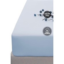 Misda Store Softy Tek KIŞILIK%100 Pamuk Lastikli Penye Çarşaf - Açık Mavi