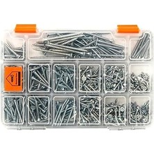 Misda Store All Essential Fasteners Netzerkoz 555 Parça Vida 12 Çeşit Sunta Vidası Seti - Organizerlı Vida Seti