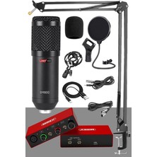 Misda Store Midex Glx Paket-3 BM800 Mikrofon + Stüdyo Ses Kartı + Stand + Filtre