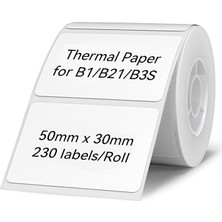 Misda Store B1/B21/B3S Etikel Yazıcı Için Etiketler, 2" x 1.2" (50×30 Mm) Su Geçirmez Etiket Kağıdı Nakliye Adresi Kendinden Yapışkanlı Etiketleme Değiştirme - 1 Rulo 230 Adet (Beyaz)