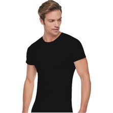 Tutku Erkek Siyah Penye Atlet 6'lı Paket %100 Pamuklu Yarım Kollu Rahat Kesim