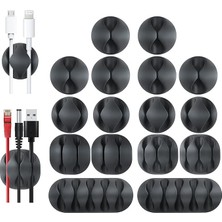 Misda Store 16 Adet Kordon Tutucu Siyah Kendinden Yapışkanlı Kordon Klipleri Masa Kablo Yönetimi Ev Veya Ofis Için