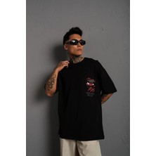 Glam Love Sırt Baskılı A Kalite Oversize T-Shirt - Siyah -