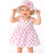 Chicsy Baby Tatlı Yazlık Kız Bebek Elbise Puantiye Desenli Şapkalı Elbise