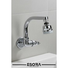 Esora Duvardan Balık Sırtı Borulu 3 Fonsiyonlu Başlıklı Tek Su Girişli Banyo Lavabo Bataryası