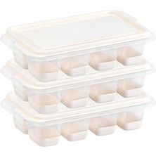 Misda Store Mini Kapaklı Silikon Buzluk - Kolay Çıkarım, Güvenli Istifleme, Kompakt Tasarım, Kırılmaz, Gıdayla Uyumlu, Üst Üste Dizilebilir Pratik Buz Haznesi (Krem)