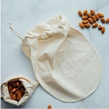 Misda Store Bitkisel Süt Torbası Organik Yoğurt Süzme Kesesi Yıkanabilir Keten Kese Natural Tekstil Sütbezi