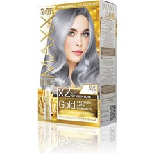 Misda Store Deluxe Gold Serisi 24K Altın Parçacıklı Serum ile 1 Kutu 2 x 50 ml ve Geliştiriciler Saç Boyası (Füme Gri 0.01)