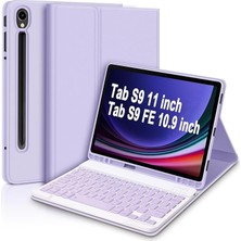 Misda Store Galaxy Tab S10 LITE/S9/S10 Fe/s9 Fe 10.9 Inç Case Uyumlu Keybord Bluetooth Türkçe Q Klavyeli Kılıfı (Lila)
