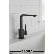 Esora Full Siyah Kare Model Lüx Lavabo Bataryası Çeşmesi