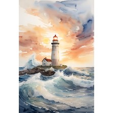 Misda Store Baskılı Sayılarla Boyama Hobi Seti (Çerçeveli) 40X50 Cm: Deniz Feneri
