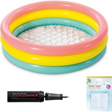 Misda Store Yumuşak Tabanlı Renkli 3 Boğumlu Baby Pool Çocuk Bebek HAVUZU,114X25 cm ve Pompa+Yama Set, Pompa ve Yama Hediyelidir, Çocuklar Için Aktivite Aile