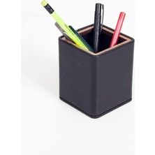 Misda Store Kare Ahşap Detaylı Kalemlik Siyah