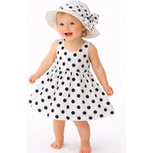 Chicsy Baby Tatlı Yazlık Kız Bebek Elbise Puantiye Desenli Şapkalı Elbise