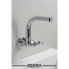Esora Duvardan Tek Su Çıkışlı Balık Sırtı Oynar Borulu Lavabo Musluk Bataryası Çeşmesi