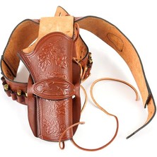 Misda Store Kovboy Tabanca Kılıfı, Deri, Özelleştirilmiş Kemer, 35-45 Kalibre Uyumlu, 20 Mermi Kapasiteli