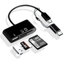 Misda Store Micro USB 3in1 Sd Micrsd Kart Okuyucu Otg Çevirici Kablosu