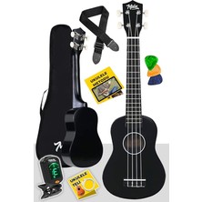 Misda Store UKX-233BKT Siyah Concert Ukulele (Tuner Tel Askı Çanta Metod Pena)