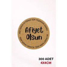 Woisco 300 Adet Kraft Afiyet Olsun Etiket Kraft Sticker, (4X4CM) Paketleme Etiketi T.no:04