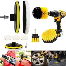 Misda Store 9'lu Matkap Ucu Fırça Seti Temizleme Parlatma Pasta Cila Jant Tekerlik Far Araba Araç Oto Temizlik Fırçası Seti Banyo Fayans Mutfak Duşakabin Tuvalet Halı Temizleme Kiti Parke Fayans Parlatma