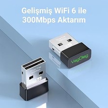 Misda Store 300MBPS Wifi 6 Çift Bant Kablosuz Alıcı Verici Nano USB Adaptör