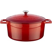 Misda Store Metal Döküm Yuvarlak Tencere, 24 Cm, Kırmızı