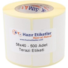 Misda Store Termal Terazi Etiketi 58MM x 40MM Ruloda 500 Adet 40MM Kuka Çapında Direk Termal Transfer Etiketi