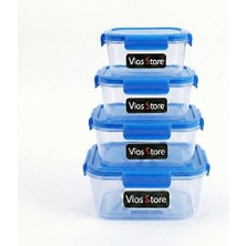 Misda Store Kilitli Saklama Kabı Seti – Sızdırmaz Kapaklı, Farklı Boy ve Renklerde, Bpa Içermez, Plastik Gıda Saklama Kutusu (2150 Ml- 1300 ml - 700 ml - 300 Ml) (Mavi)