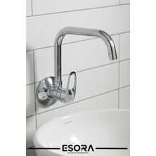 Esora Köşe Borulu Duvardan Tek Su Girişli Lavabo Bataryası Musluğu