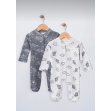 Erkek Bebek 2 Adet %100 Pamuklu Patikli Tulum Seti