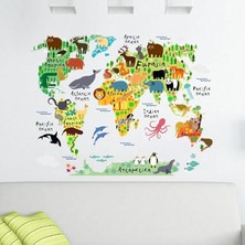 Misda Store Eğitici Renkli Dünya Haritası, Dünya Atlası Çocuk ve Bebek Duvar Sticker