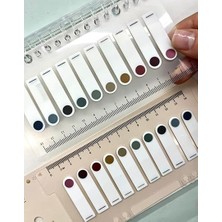 Misda Store Gemi Dükkan 10 Renkli Cetvelli Şeffaf Indeks/ındex Sticker/post-It/sticky Note Yuvarlak Kenar Retro Renkler