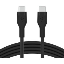 Misda Store Boostcharge Flex Silikon USB Tip C - C Kablo (1m/3,3ft), Usb-If Sertifikalı Güç Dağıtımı Pd Hızlı Şarj Kablosu- Siyah